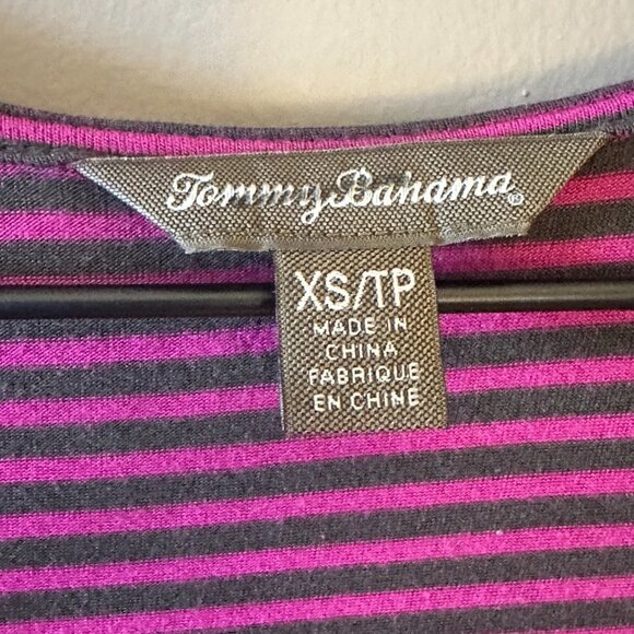 Women's XS Tommy Bahama Knit Striped Maxi Dress Pink Gray Stretch - Picture 5 of 7